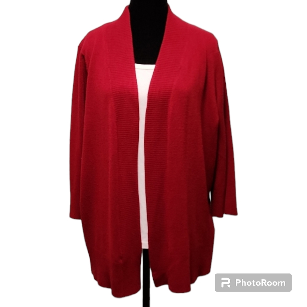 Designer's Originals - red open cardigan Acrylic Sweater XL